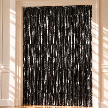 Sort Glitterforheng - 100 x 240 cm