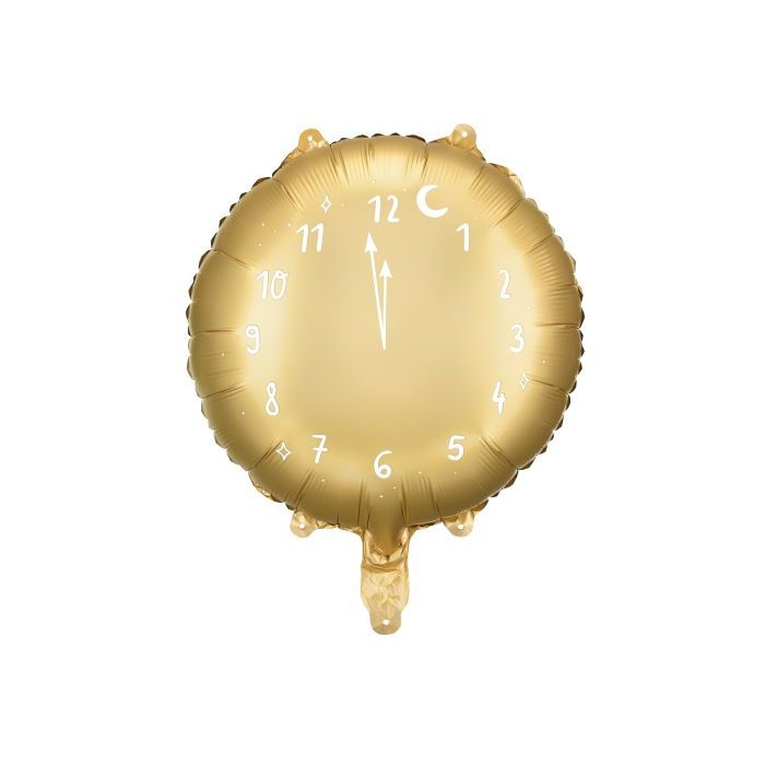 Gullfarga runde klokke folieballong - 45 cm