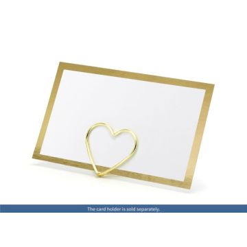 Kvitt bordkort med tjukk gullkant 10x - 9,5x5,5 cm