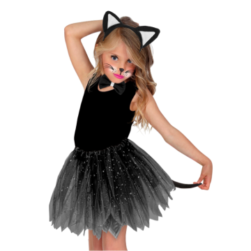 Katt kostyme til barn - 3 delar