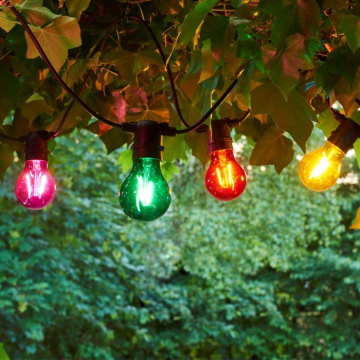 Lyskjede 5 meter multifarvet med 10 pærer vassmotstandsdyktig
