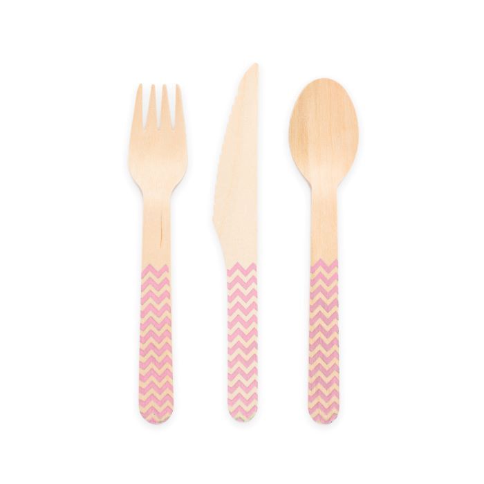 Tre bestikk lys rosa mønstra 18 deler - 16 cm