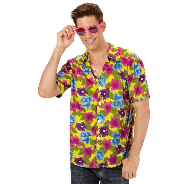 Gul blomstra hawaiiskjorte