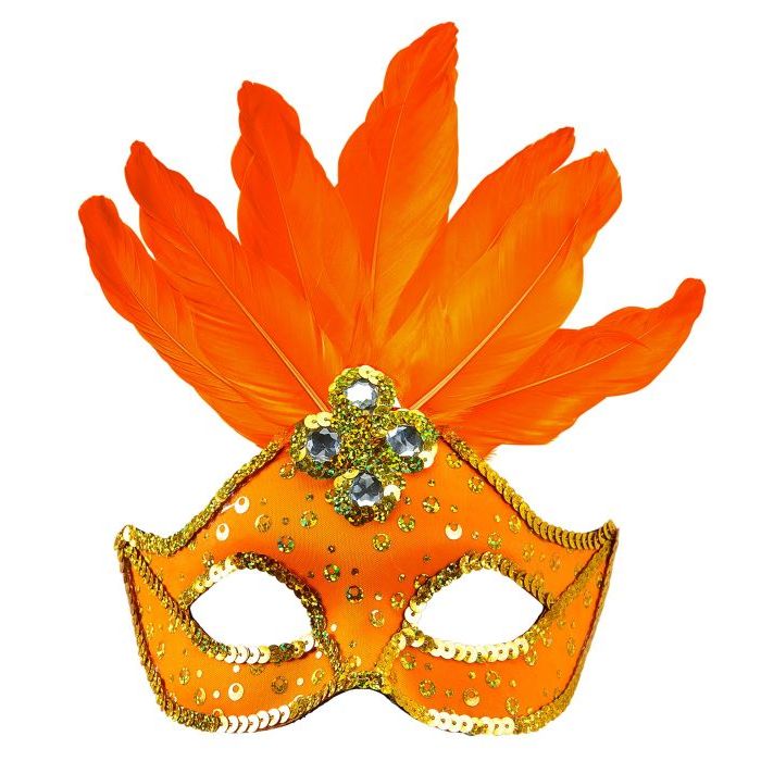 Oransje Brasiliansk Maske med fjær-Oransje