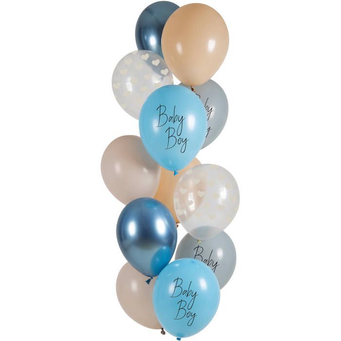Baby Boy ballongar blå 12x - 33 cm