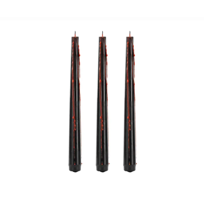 Blødande stagelys svart og raud 3x - 20 cm
