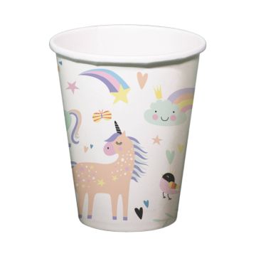Pappkoppar med einhjørningmotiv 6x - 250 ml