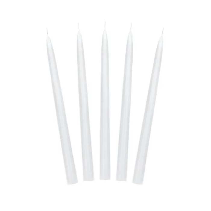 Stagelys metallic matte kvite stearinlys 10x - 24 cm