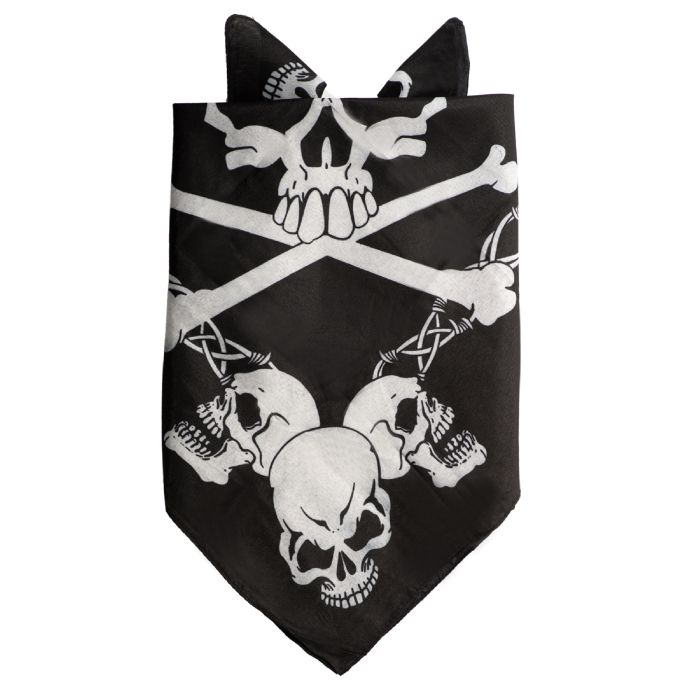 Bandana med hodeskalle svart 52x55 cm