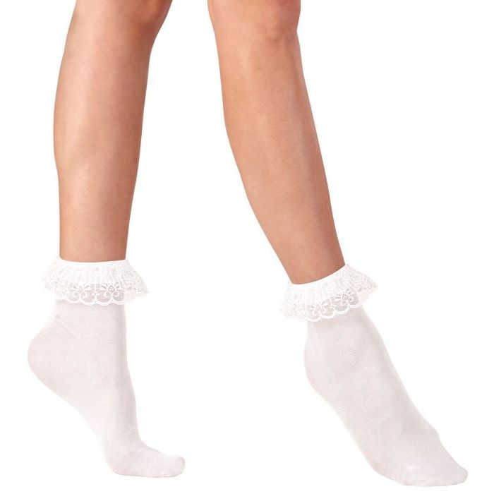 Kvite 50'er nylonstrømper med blonder - Onesize