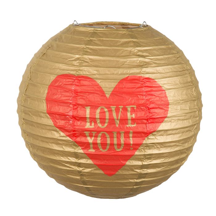 Love you rund gull-lanterne - 25 cm