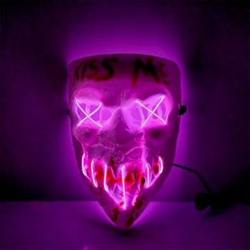 Skummel halloween LED maske - Maske med rød tekst