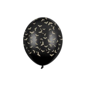 Svarte Balloonar Med Flaggermusmotiv 6x - 30cm