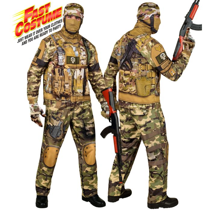 Soldat kostyme for herrer i camo