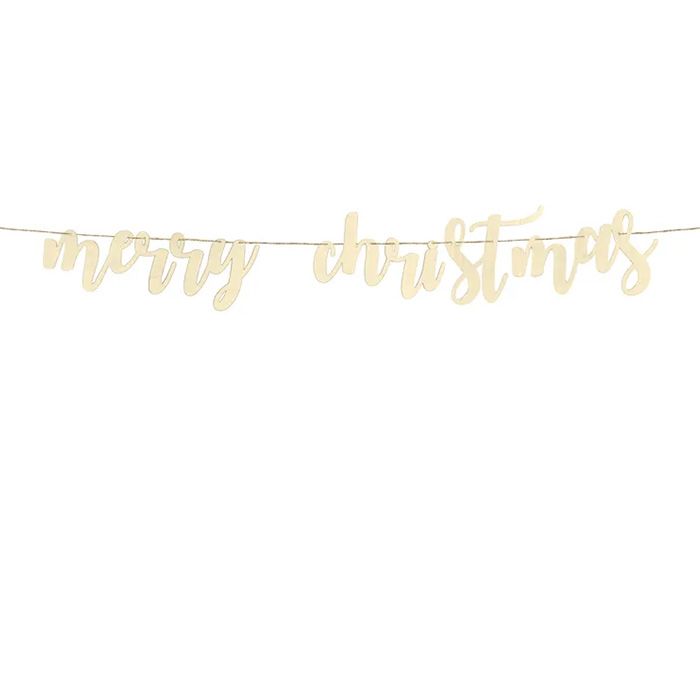 Merry Christmas Banner i Tre - 87 cm