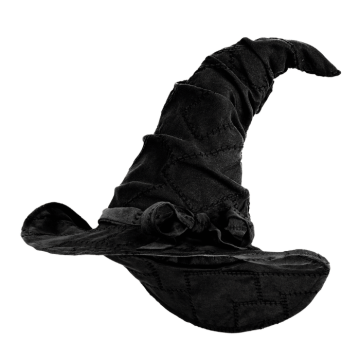 Krum svart heksehatt