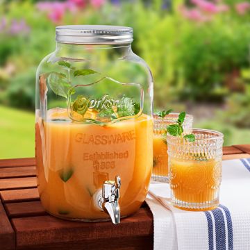 Glassdispenser med metallkran 8 liter deluxe