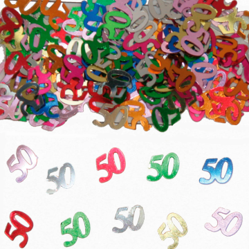 50 års bursdag konfetti i fleire fargar - 14g