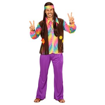Hippiekostyme med vest, bukser og pannebånd