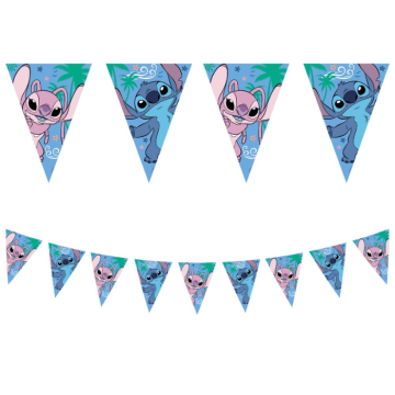 Stitch® og Angel flaggguirlande - 180 cm