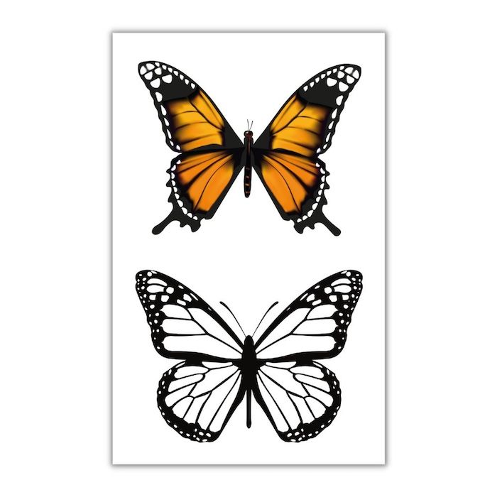 Midlertidige og kunstige sommerfugltatoveringar 2x - 10,5x20 cm 