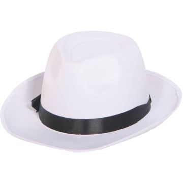Kvit Fedora-hatt - 59 cm