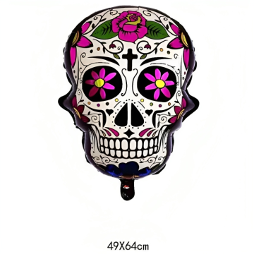 Oppblåsbart Day of the Dead skjelett med rosa rosemotiv