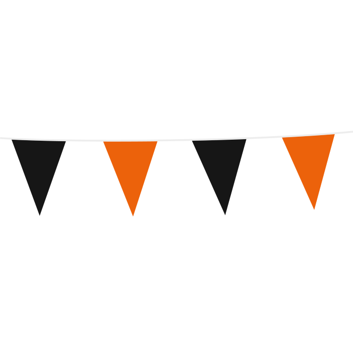 Svart og oransje halloween flaggguirlande - 10 m