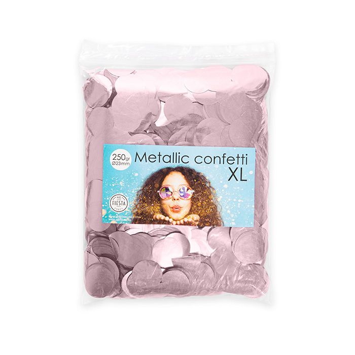 Rundt Metallisk Rosa Konfetti - 250 gram