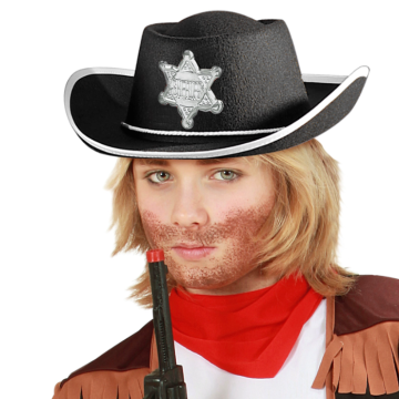 Svart cowboyhatt til barn