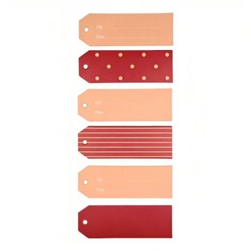 Gåvekort med striper og prikkar til og fra, raud 12x Det Gamle Apotek.