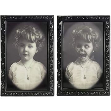 Skremmande 3D halloween-portrett med skiftande bilete 38x25 cm - Babyjente-portrett