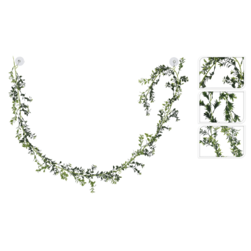Kunstig bladgirlande m. blomster - 180 cm