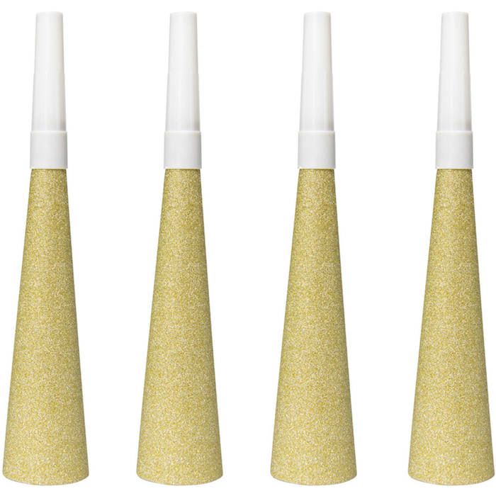 Gullglitter festhorn 4x - 19 cm