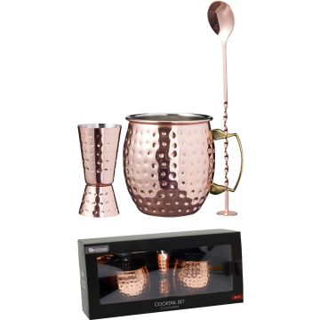 Moscow Mule cocktailsett med 2 krus, 4 deler, kobberfarge