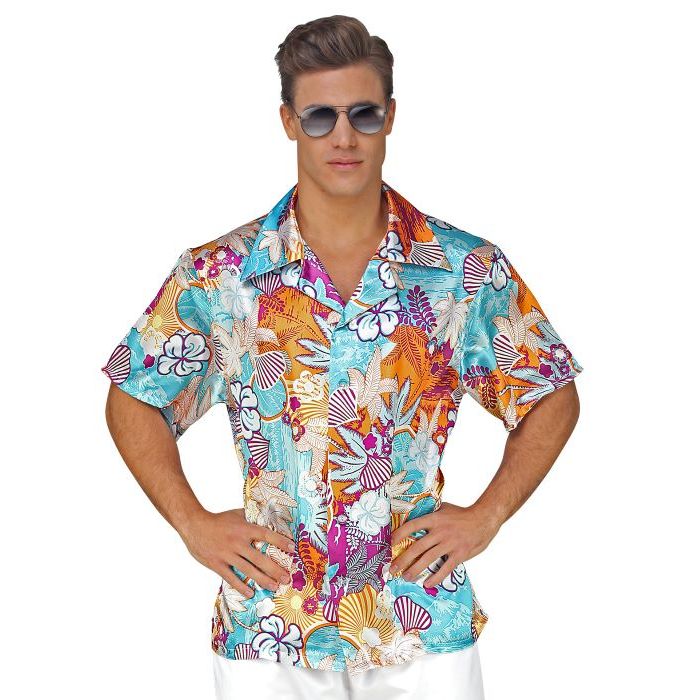 Blomstrete satin hawaii skjorte