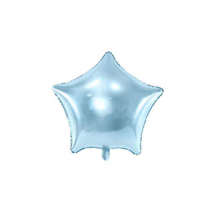 Stjerneforma folieballong lyseblå - Ø48 cm