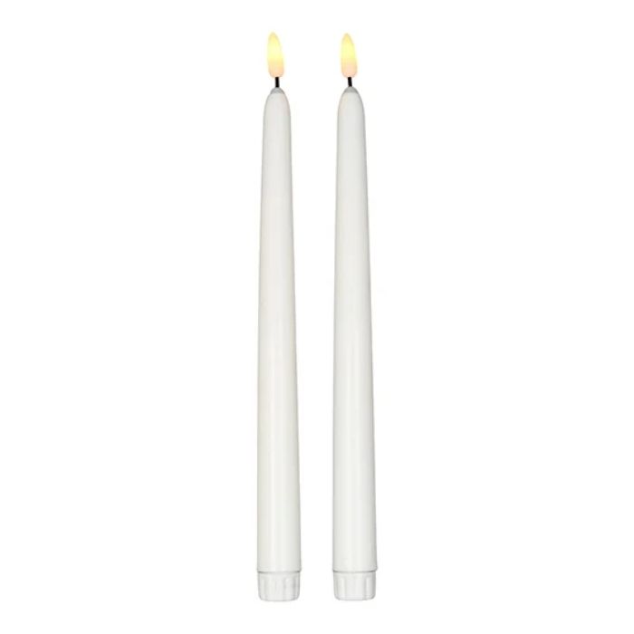 Led stearinlys kvit 2x - 25 cm