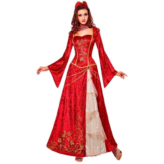 RENAISSANCE PRINSESSE (kjole, krage, hodeplagg) Rød