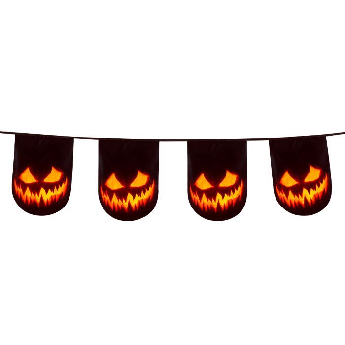Skummel halloween gresskar plastguirlande - 6 m
