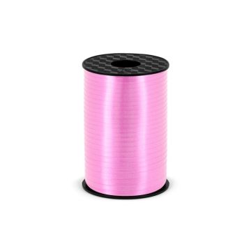 Lyserødt plastikk gavebånd - 5 mm x 225 m