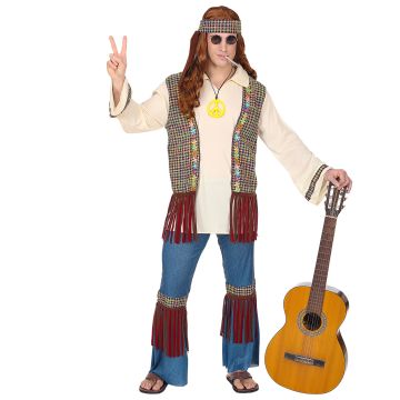 Hippiesett for herrer med vest og denimbukser