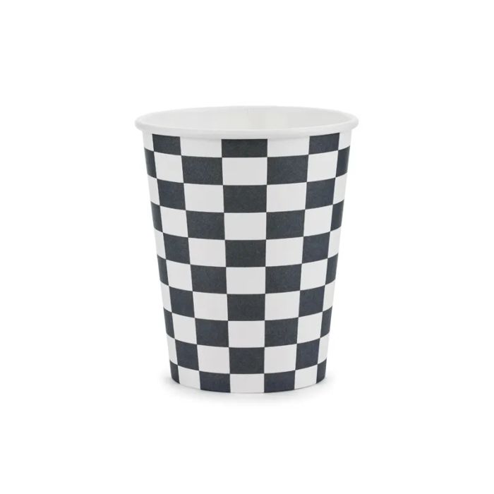 Pappkopper med rutete flagg 6x - 220 ml