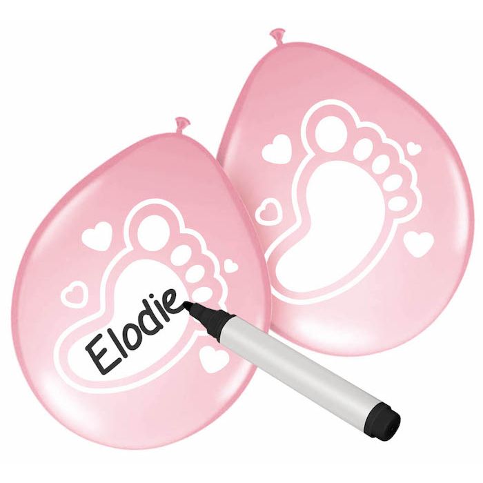 Lyserøde balloner med baby fot 6x - 25 cm