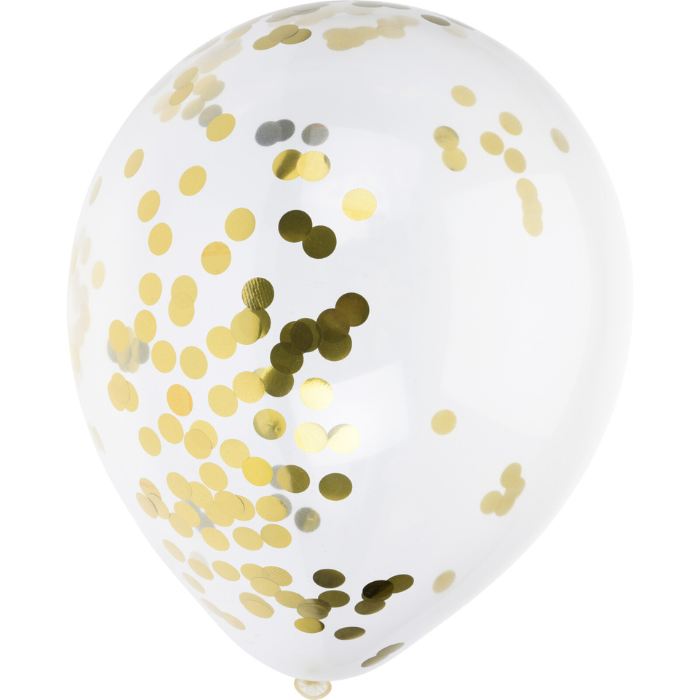 Ballong med gull konfetti 8x - 30 cm