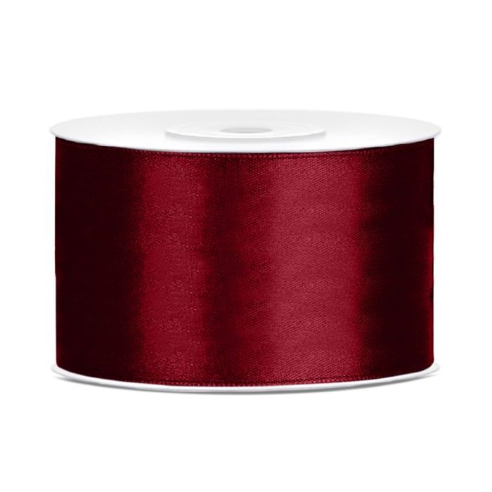 Mørk raudt satinbånd - 38 mm x 25 m