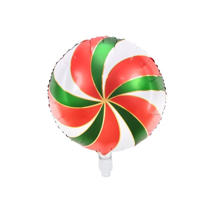 Godterifolieballong i raud, kvit og grøn - 35 cm