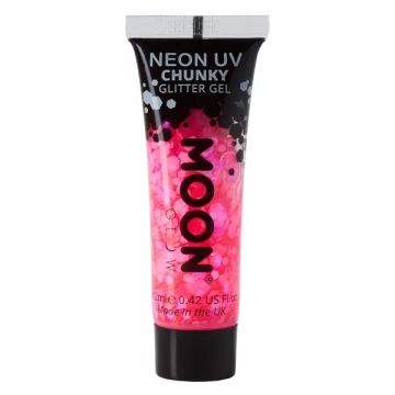 Neon UV Chunky Glitter Gel Hot Pink 12 ml Moon Creations