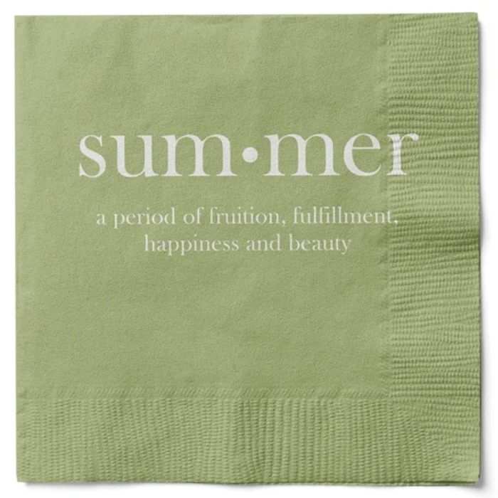 Serviettar i grønn med kvit skrift sommar 20x Det Gamle Apotek