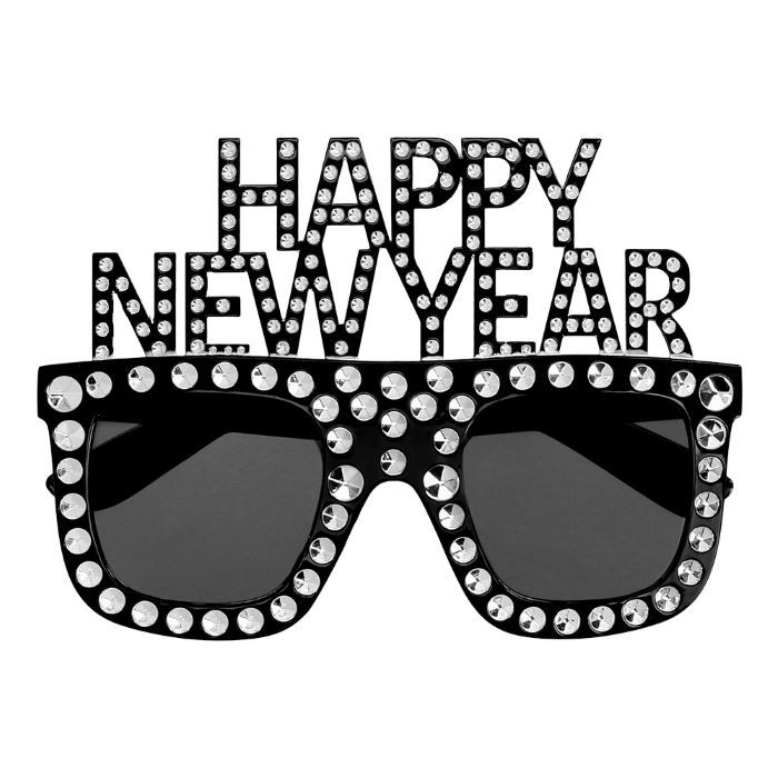 Svarte Happy New Year briller - onesize